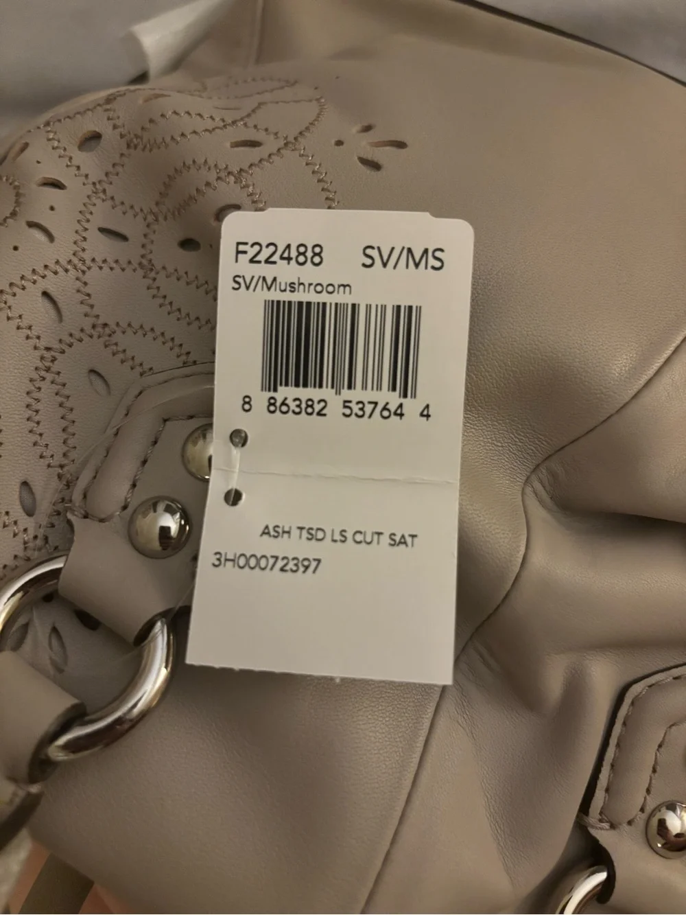 Coach Ashley Leather Satchel Handbag with Cut-out Floral design